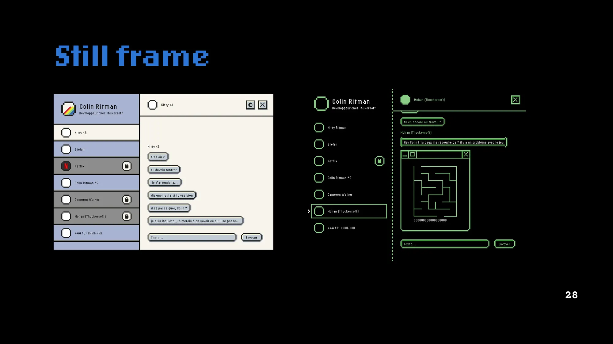 Images finales des deux interfaces de la messagerie