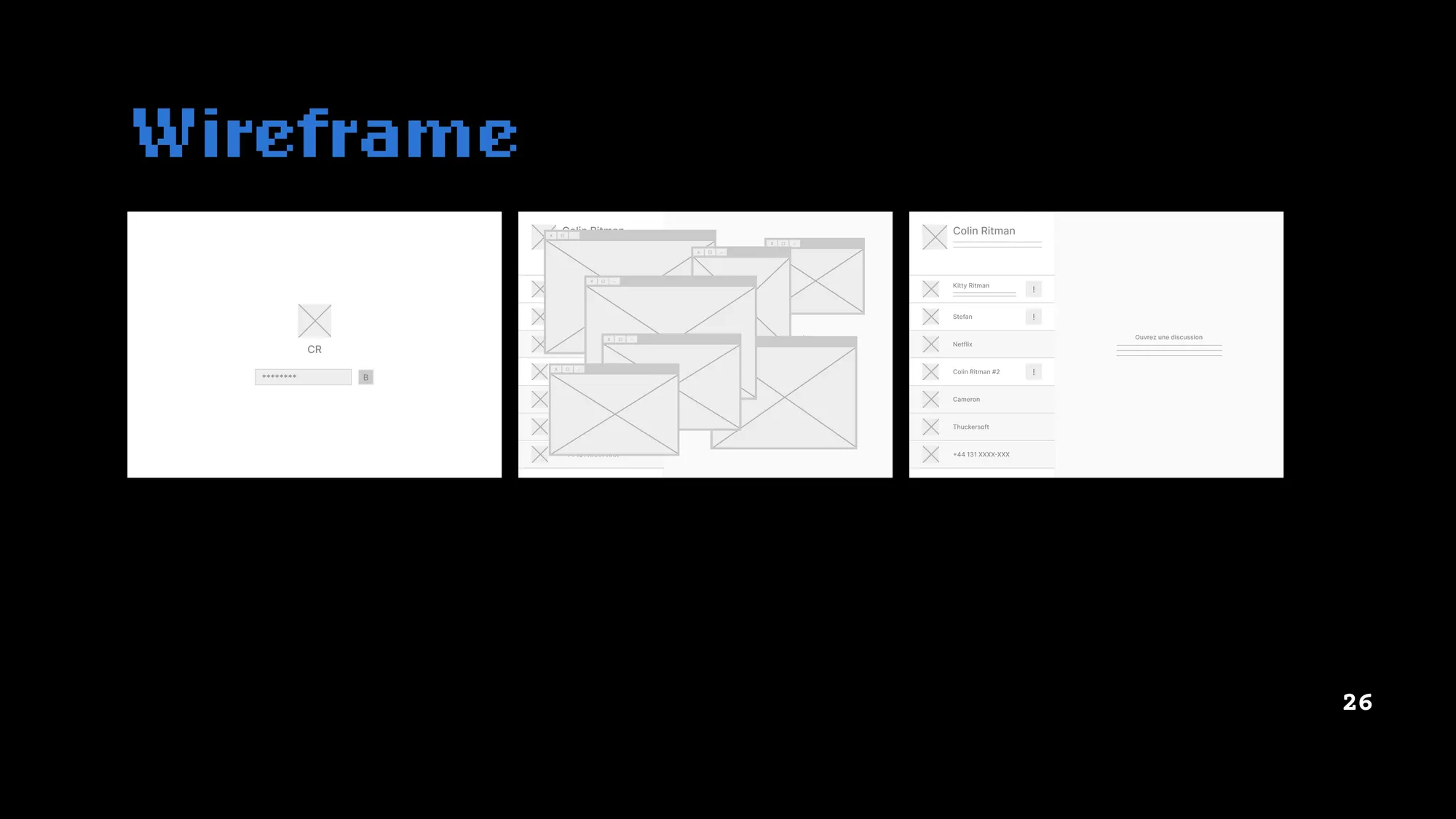 Wireframes des écrans de la ZAT