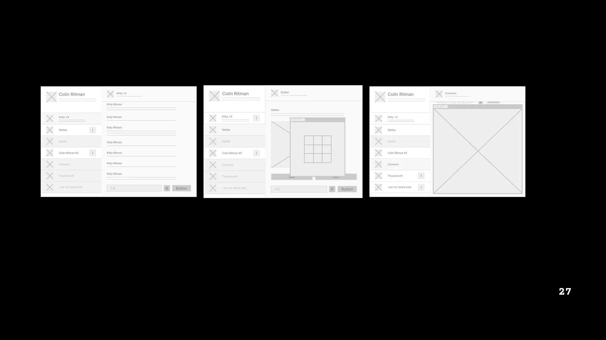 Wireframes des écrans de la ZAT