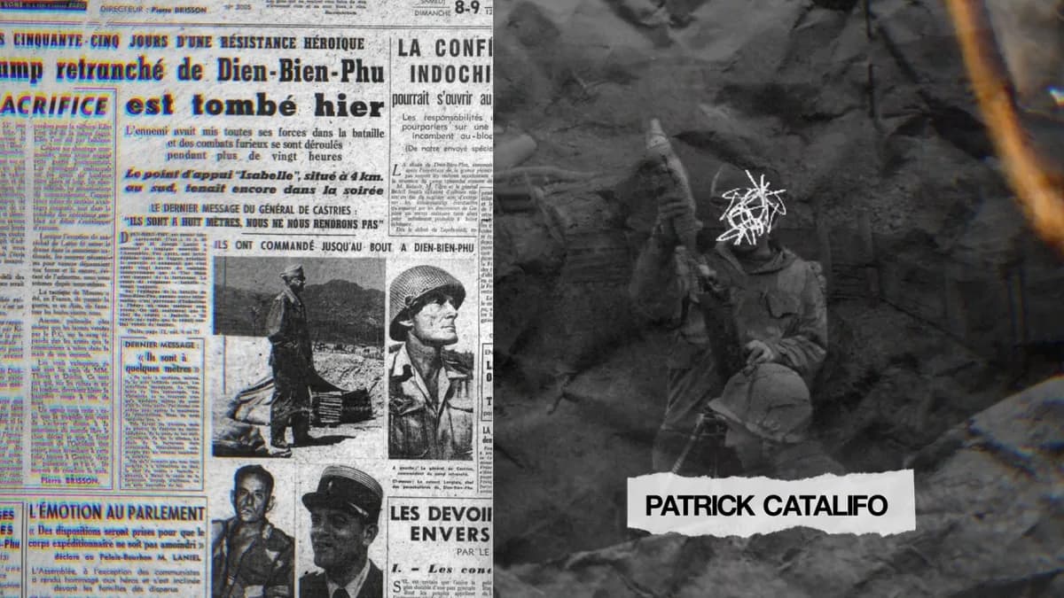 Patrick Catalifo, sur une page de journal et un soldat