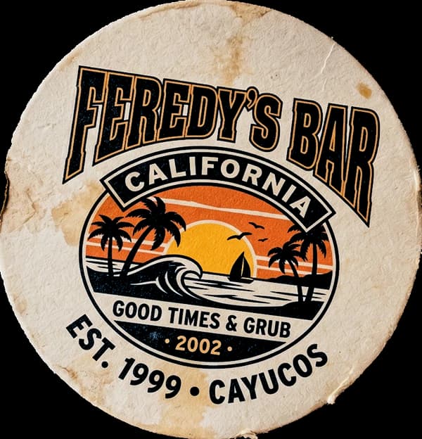 Le sous-bock du Feredy's Bar, Cayucos, Californie