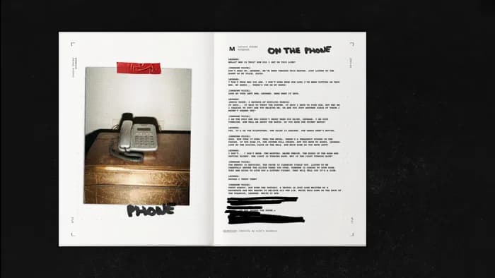 La double page « On the phone » et son Polaroid du téléphone