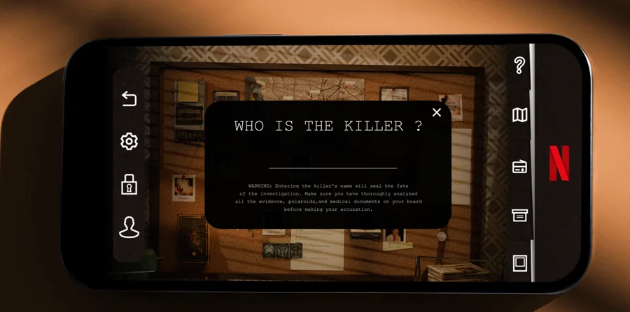 « Who is the killer ? » : l'écran d'accueil de l'enquête
