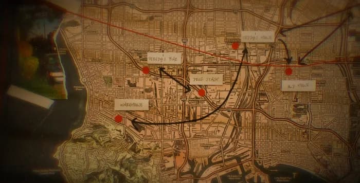 La carte de la ville et ses fils rouges