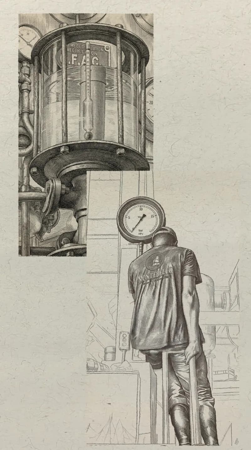 La colonne de distillation et son manomètre