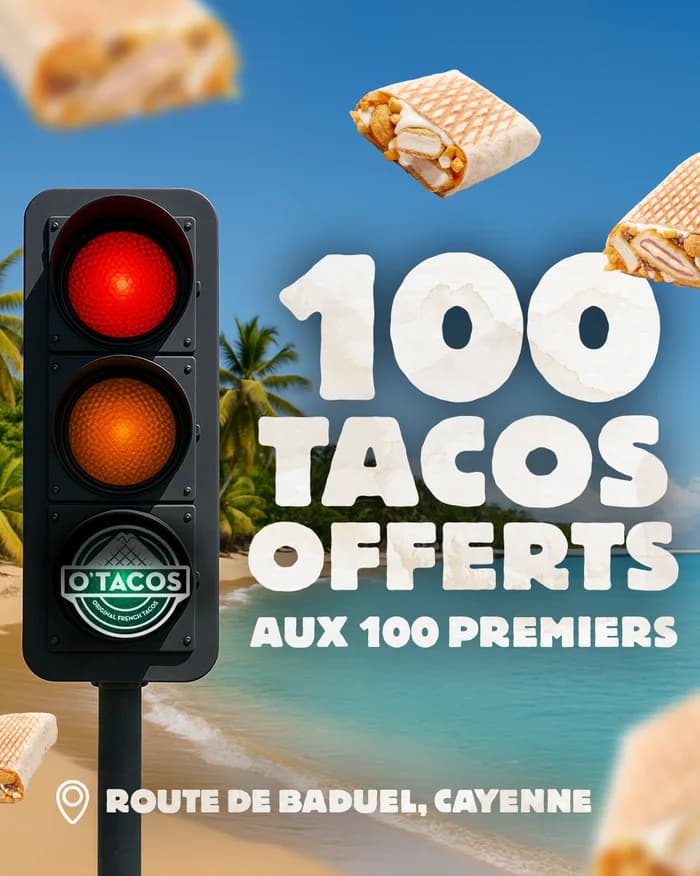 100 tacos offerts aux 100 premiers, route de Baduel à Cayenne